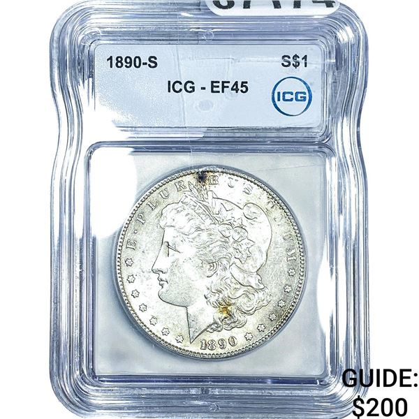 1890-S Morgan Silver Dollar ICG EF45