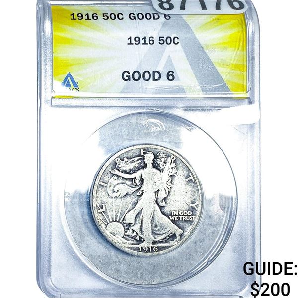 1916 Walking Liberty Half Dollar ANACS G6