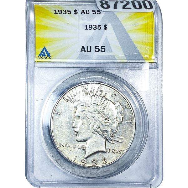 1935 Silver Peace Dollar ANACS AU55