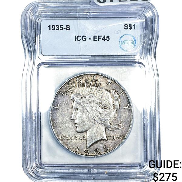 1935-S Silver Peace Dollar ICG EF45