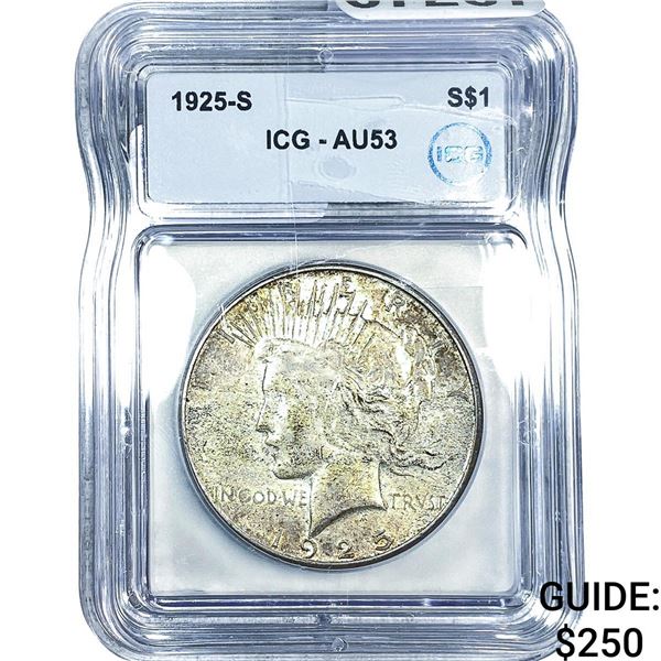 1925-S Silver Peace Dollar ICG AU53