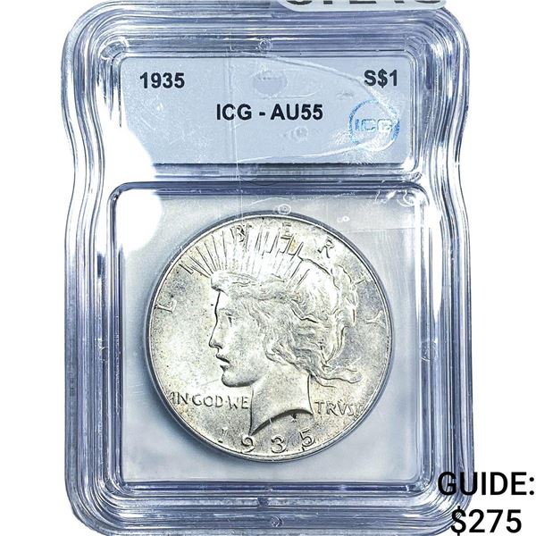 1935 Silver Peace Dollar ICG AU55