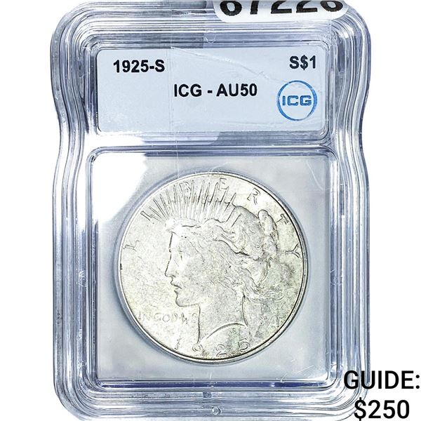 1925-S Silver Peace Dollar ICG AU50