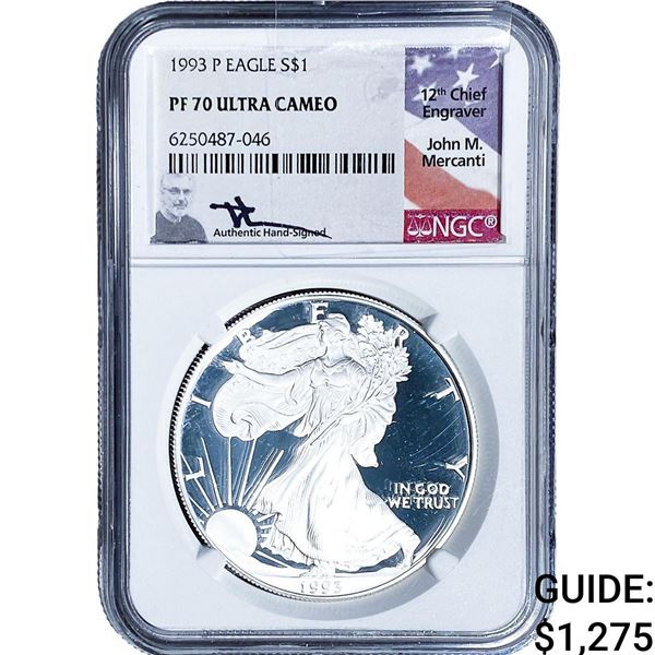 1993 Silver Eagle NGC PF70 Ultra Cameo