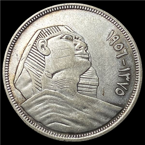 1907 Egypt Silver 10 Piastres