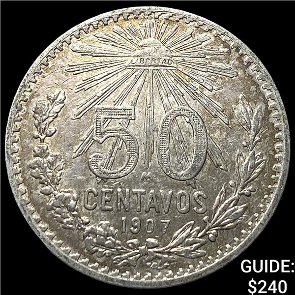 1907 Mexico Silver 50 Centavos