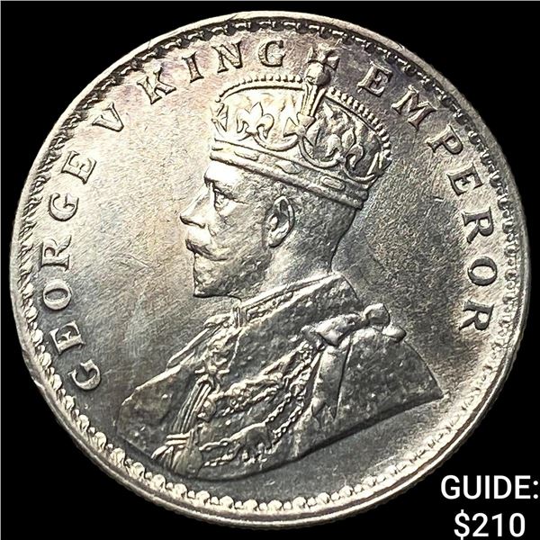 1914 British India Silver Rupee