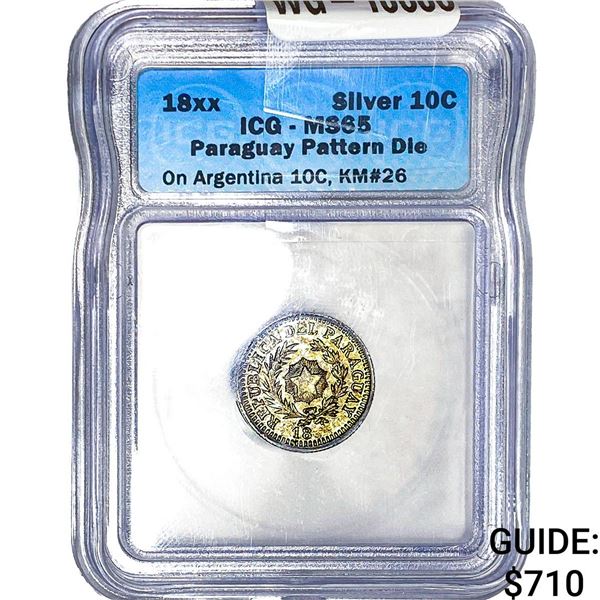 18xx Paraguay Die on Argentina Silver 10 Centavos