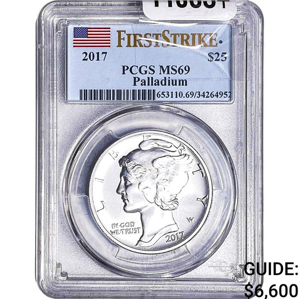 2017 1oz Palladium $25 Mercury PCGS MS69
