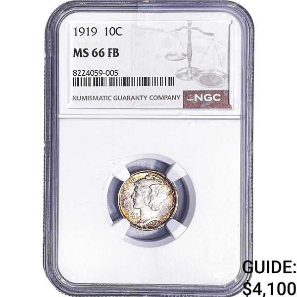 1919 Mercury Silver Dime NGC MS66 FB
