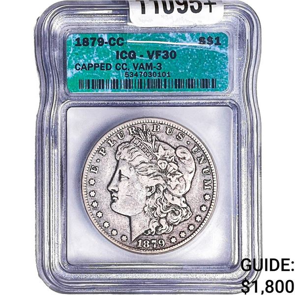 1879-CC Morgan Silver Dollar VF30 Capped CC VAM-3