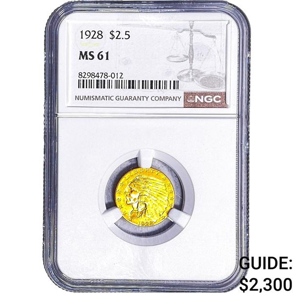 1928 $2.50 Gold Quarter Eagle NGC MS61