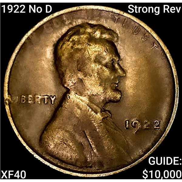 1922 No D Strong Rev Wheat Cent NEARLY UNCIRCULATED