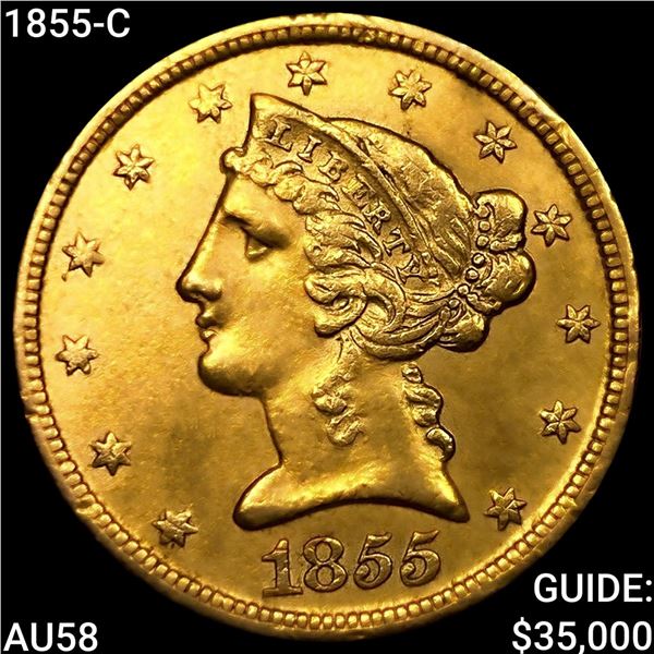 1855-C $5 Gold Half Eagle CHOICE AU