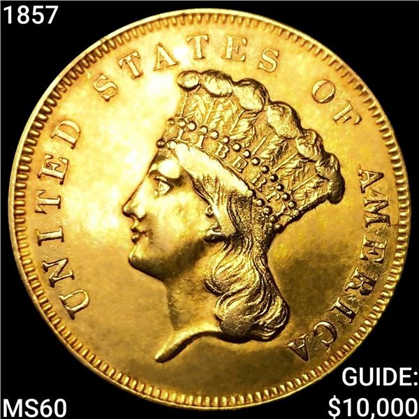 1857 $3 Gold Piece UNCIRCULATED