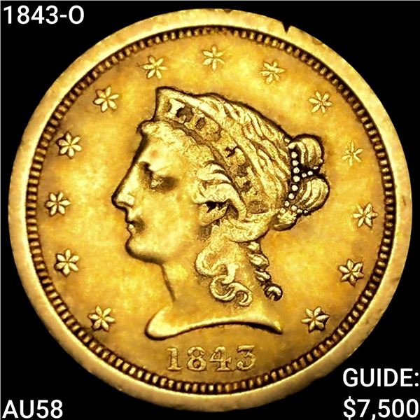 1843-O $2.50 Gold Quarter Eagle CHOICE AU