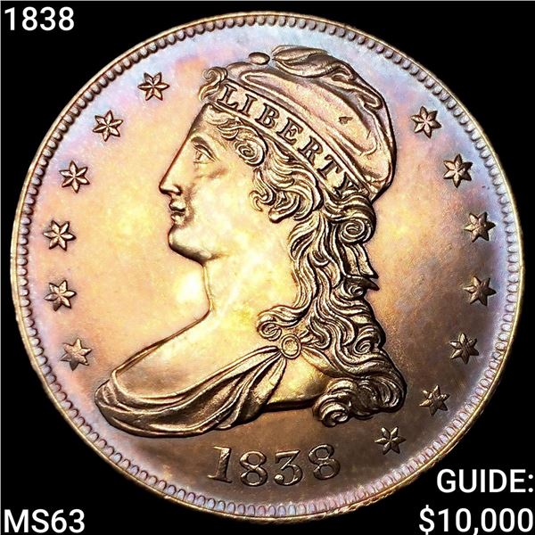 1838 Capped Bust Half Dollar CHOICE BU