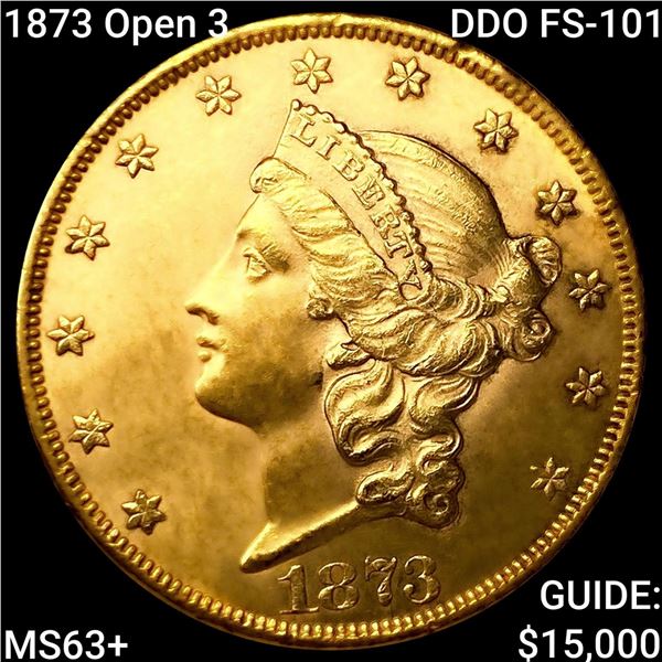 1873 Open 3 DDO FS-101 $20 Gold Double Eagle CHOICE BU+