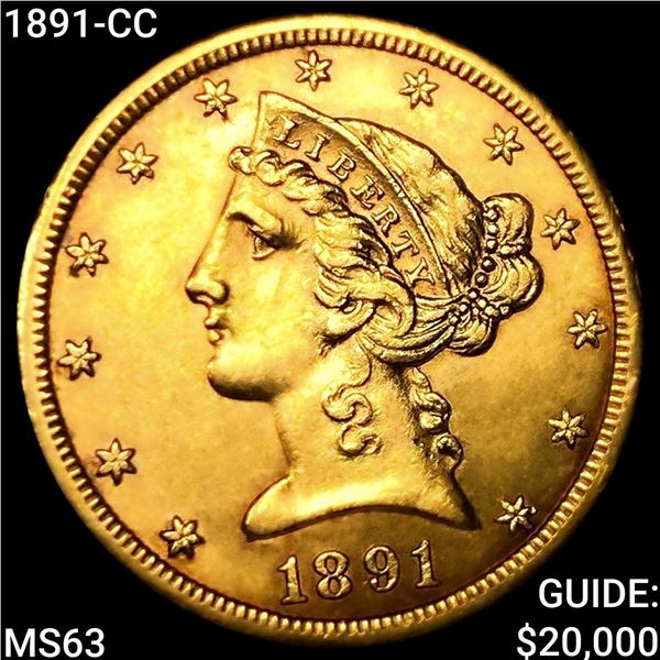 1891-CC $5 Gold Half Eagle CHOICE BU