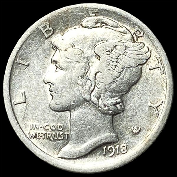 1918 Silver Mercury Dime CLOSELY UNCIRCULATED