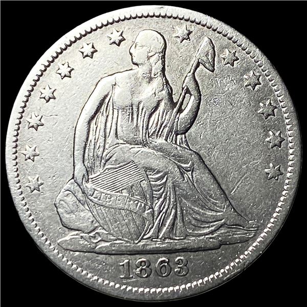 1863-S Silver Seated Liberty Half Dollar NEARLY UNCIRCULATED