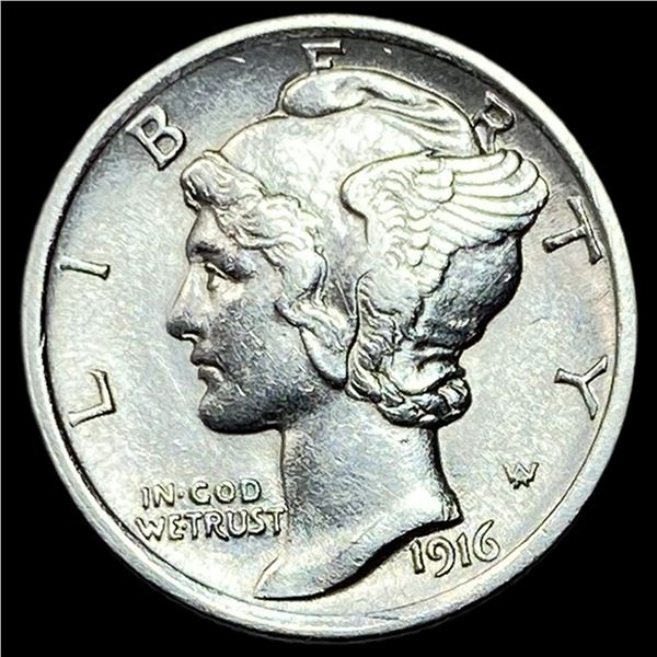 1916 Silver Mercury Dime CHOICE AU