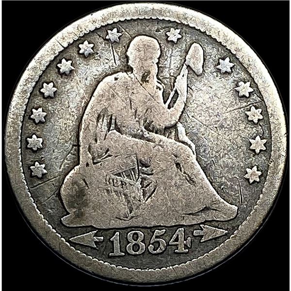 1854 Arrows Seated Liberty Quarter NICELY  CIRCULATED