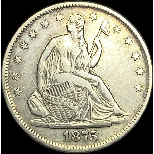 1875-S Silver Seated Liberty Half Dollar  NEARLY UNCIRCULATED