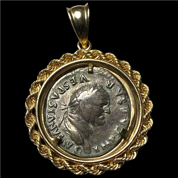 Roman Vespasian, AD 69-79 Silver Denarius w/ Bezel HIGH GRADE