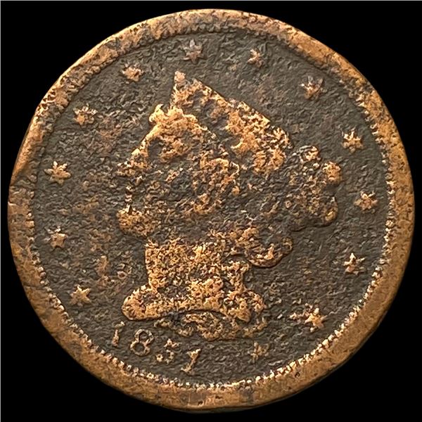 1851 Braided Hair Half Cent NICELY CIRCULATED