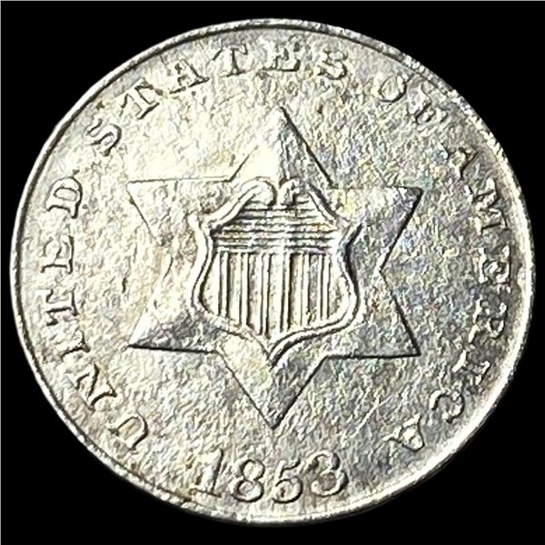 1853 Silver Three-Cent Piece CLOSELY UNCIRCULATED