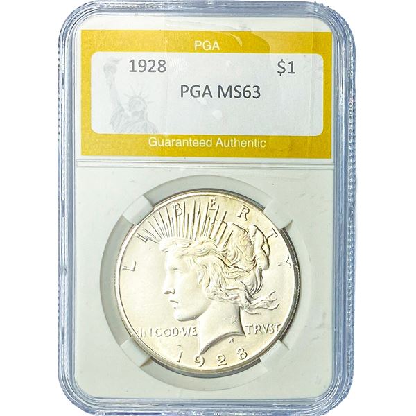 1928 Silver Peace Dollar PGA MS63