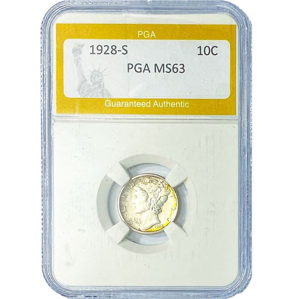 1928-S Mercury Silver Dime PGA MS63