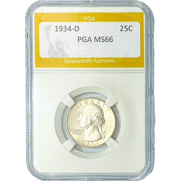 1934-D Washington Silver Quarter PGA MS66