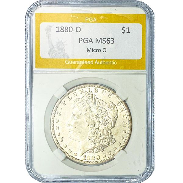 1880-O Morgan Silver Dollar PGA MS63 Micro O