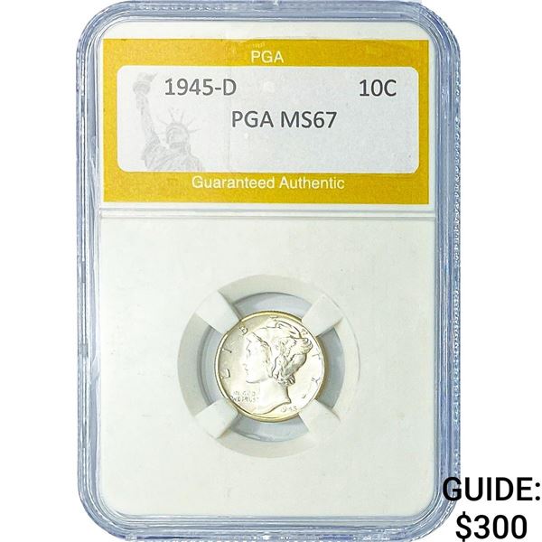 1945-D Mercury Silver Dime PGA MS67