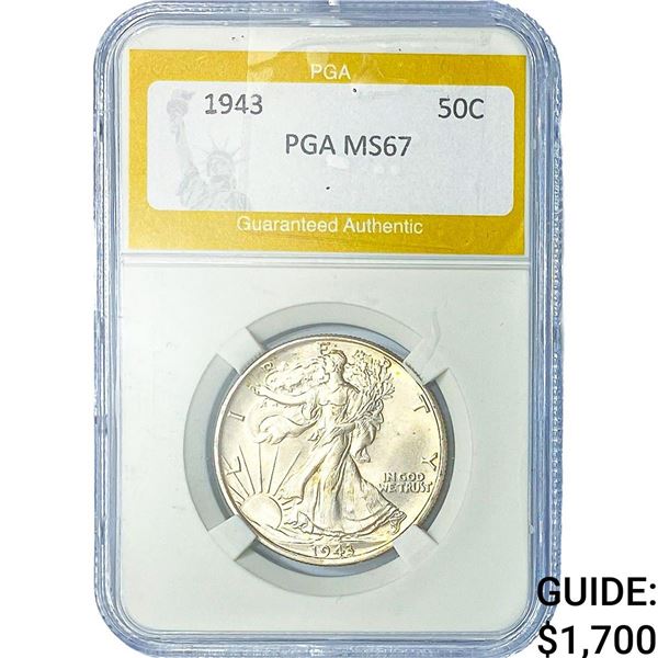 1943 Walking Liberty Half Dollar PGA MS67