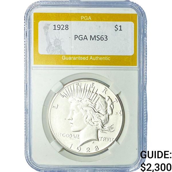 1928 Silver Peace Dollar PGA MS63