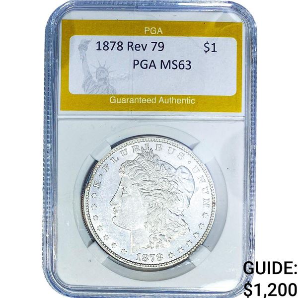 1878 Rev 79 Morgan Silver Dollar PGA MS63