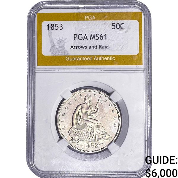 1853 Seated Liberty Half Dollar PGA MS61