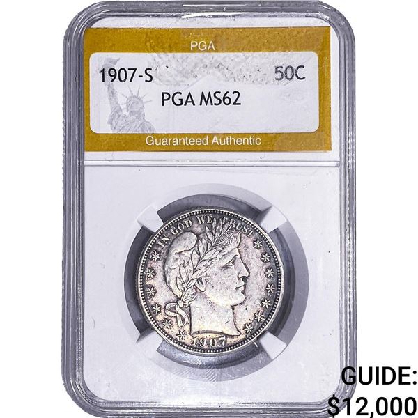 1907-S Barber Half Dollar PGA MS62