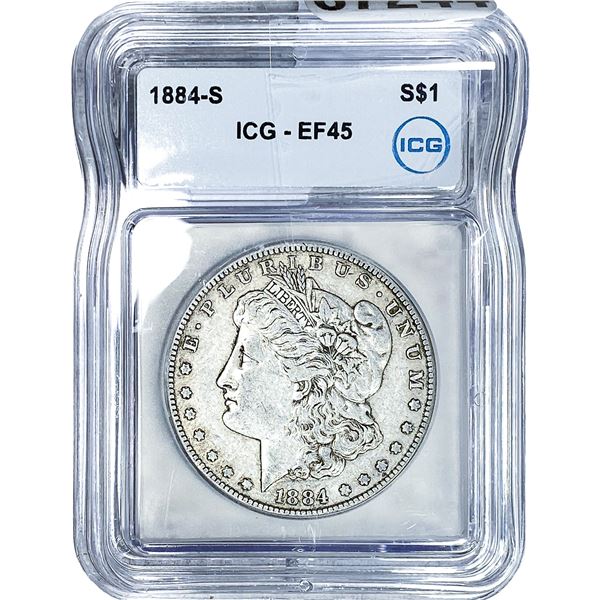 1884-S Morgan Silver Dollar ICG EF45