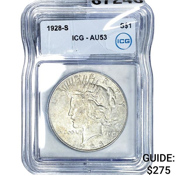 1928-S Silver Peace Dollar ICG AU53