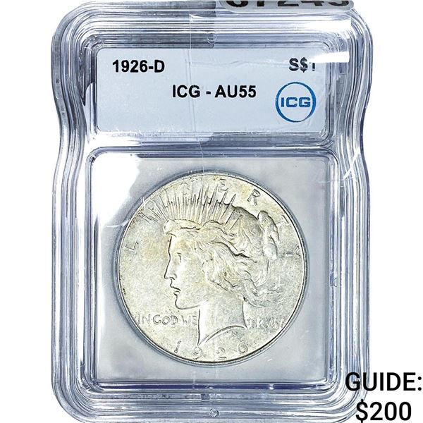 1926-D Silver Peace Dollar ICG AU55