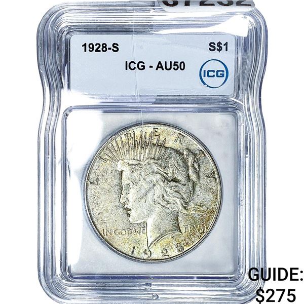 1928-S Silver Peace Dollar ICG AU50