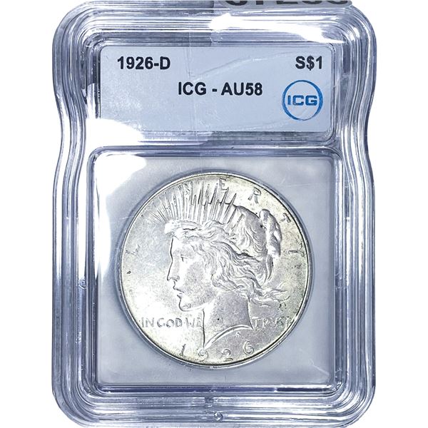 1926-D Silver Peace Dollar ICG AU58