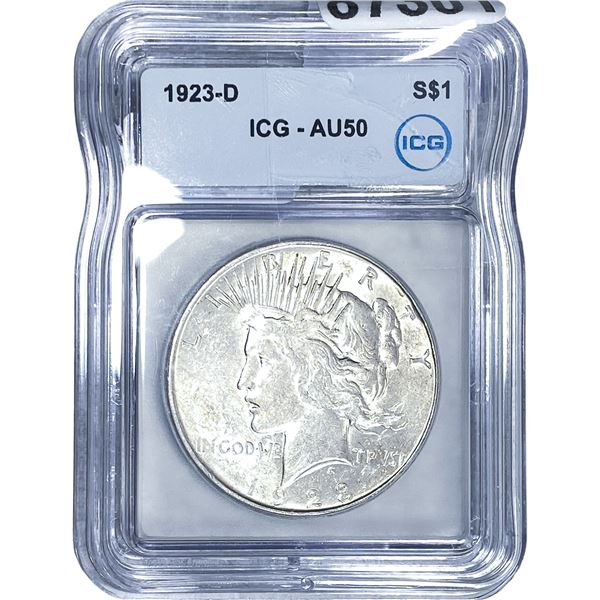 1923-D Silver Peace Dollar ICG AU50