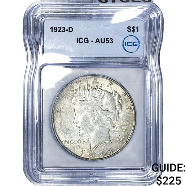 1923-D Silver Peace Dollar ICG AU53
