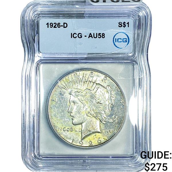 1926-D Silver Peace Dollar ICG AU58