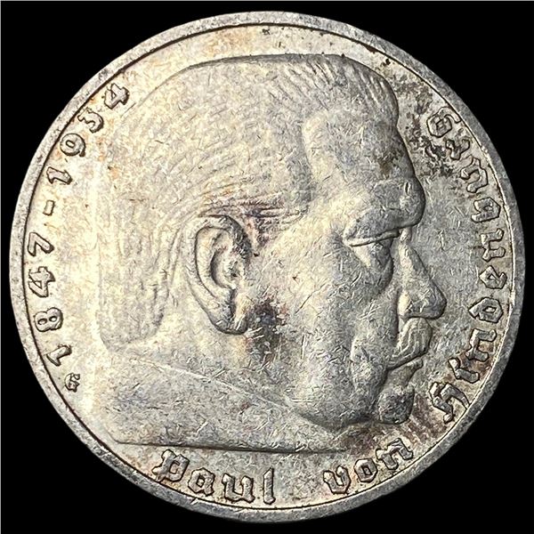 1938 Germany Silver 5 Reichsmark